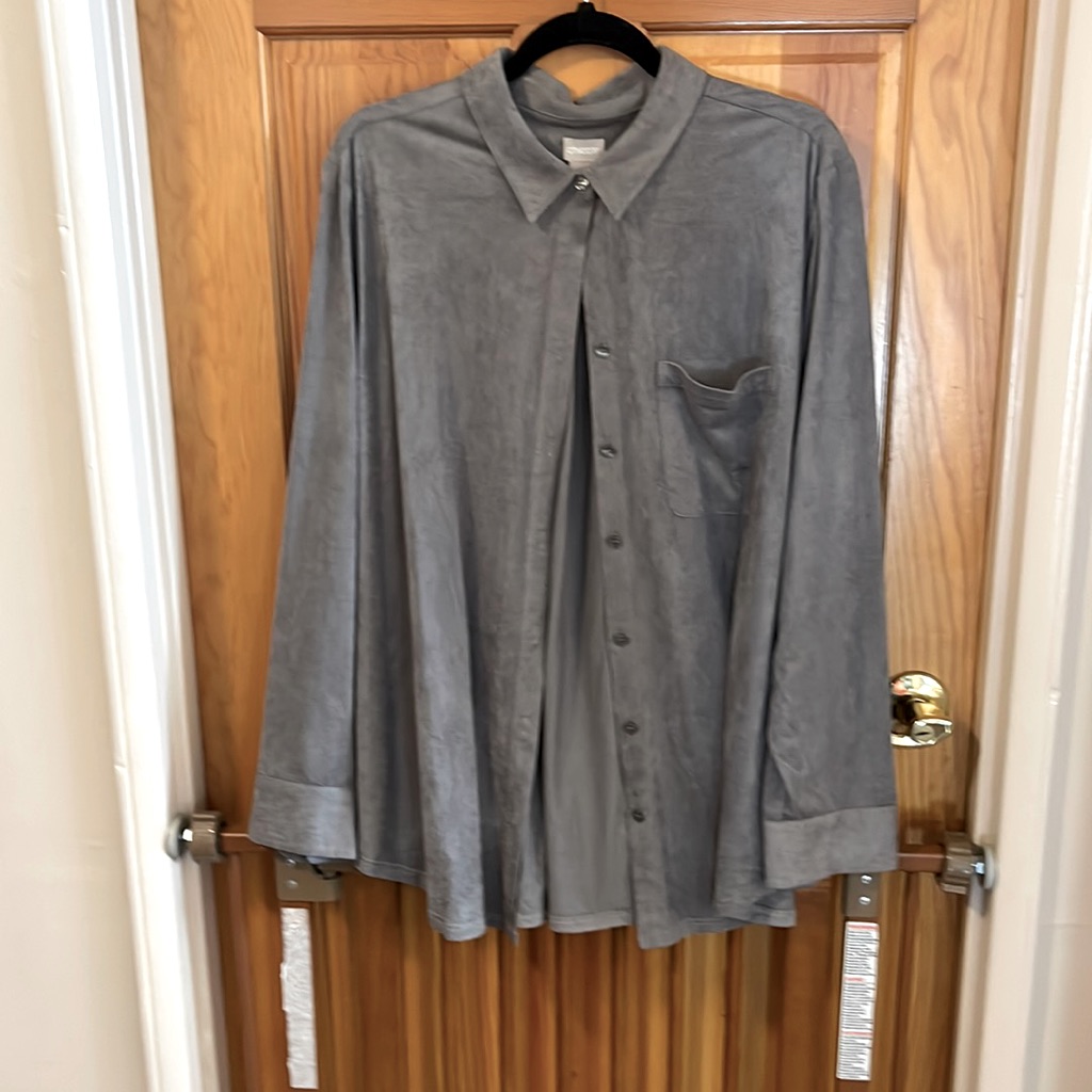 Faux Suede Button Down